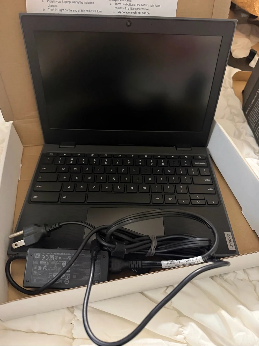 Lenovo Chromebook Laptop in Black with Chrome Logo